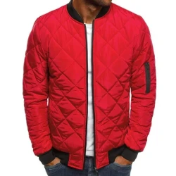 Men's Padded Stand Collar Solid Color Thermal Padded Jacket