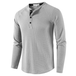 Henley Solid Long Sleeve T-Shirt