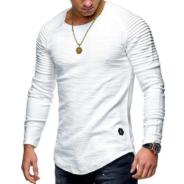 Men's Casual Solid Color Round Neck Long Sleeve T-Shirt