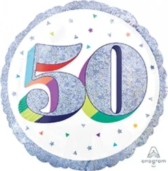 45cm Standard Balloon Holographic Here's to Your Birthday 50