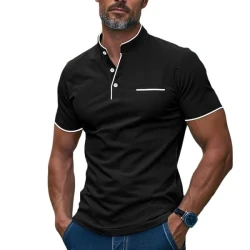 Stand Collar Slim Fit Short Sleeve T-Shirt