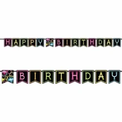 Glow Party Happy Birthday Ribbon Banner 2.7m