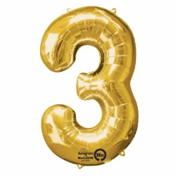 Shape Number Three Gold Helium Saver