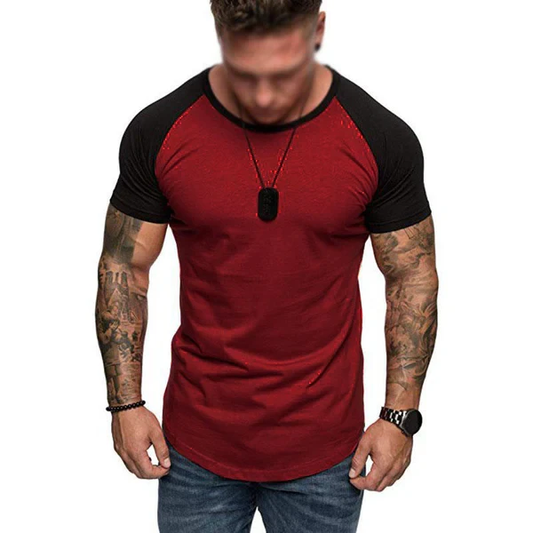 Casual Color Contrasting Raglan Sleeve T-Shirt