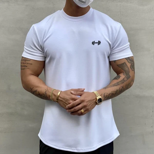 Men's Round Neck Solid Color Sports T-Shirt