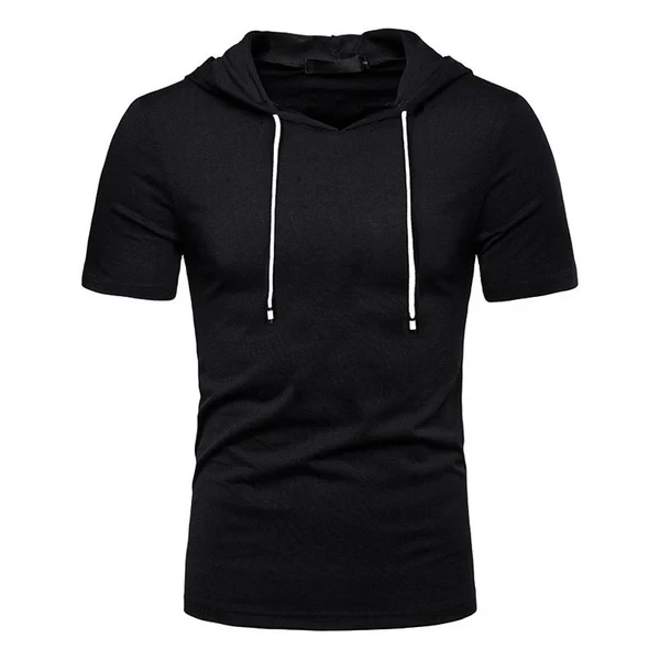 Men's Hooded Solid Short Sleeve T-Shirt