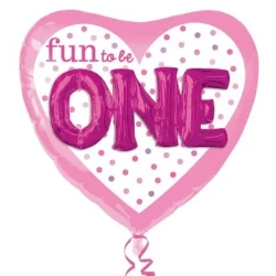 Shape Fun to be ONE Pink Heart Multi Balloon