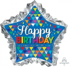 Foil Balloon - Self Sealing Supershape Happy Birthday Primary Sketchy Patterns