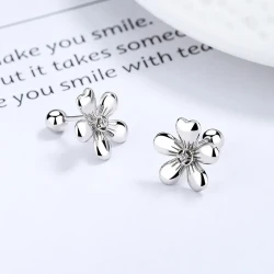 Five Petal Flower Bud Minimalist Earrings