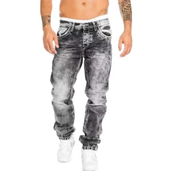 Men's Retro Distressed Straight Jeans