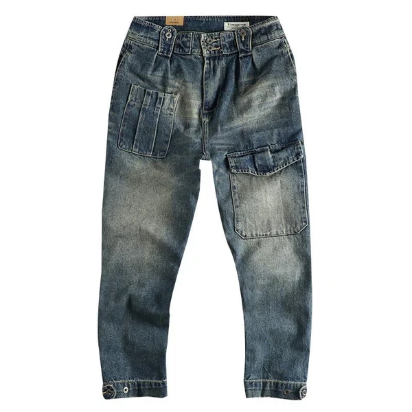 Distressed Multi-Pocket Cargo Jeans