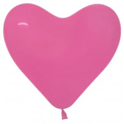 28cm Hearts Fashion Fuchsia Pink Latex Balloons - Pack of 12