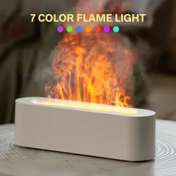 7-Color Flame Light Humidifier and Aromatherapy Diffuser - 150ml Super Quiet with Timer and Automatic Shutdown (White)