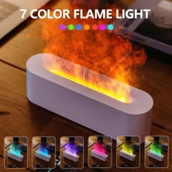 7-Color Flame Light Humidifier and Aromatherapy Diffuser - 150ml Super Quiet with Timer and Automatic Shutdown (White)