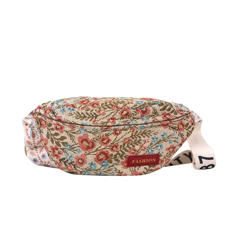 Vintage Floral Wide Strap Crossbody Bag for Women