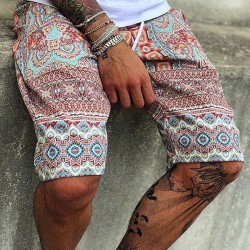 Men's Vintage Print Loose Beach Shorts