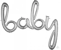 Foil Balloon Phrases - Baby (Silver)