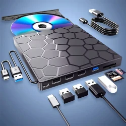 8-in-1 Ultra-Slim Portable External CD/DVD Drive