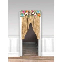 Summer Luau Aloha Beach Door Curtain Cardboard Header & Plastic Fringe