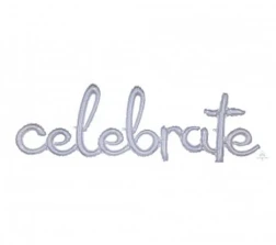 Script Phrase Balloon celebrate Silver Holographic