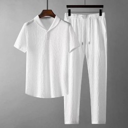 Loose Short Sleeve Top & Drawstring Trousers Men's wear