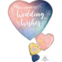 Foil Balloon - SuperShape XL Twilight Lace Wedding Wishes Hearts (76cm)