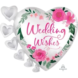 Foil Balloon - Ss Xl Satin Wedding Wishes Flowers (60cm)