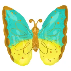 Foil Balloon - Supershape XL Mint & Yellow Butterfly (63cm)