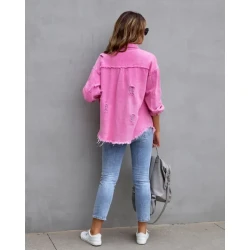 Women's Casual Ripped Shirt Jacket