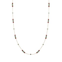 Elegant Turquoise and Wine Red Beaded Necklace