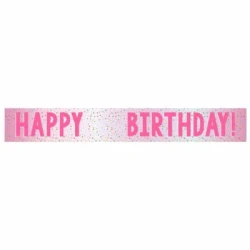 Banner Happy Birthday Pink Add-An-Age Foil 1.8m