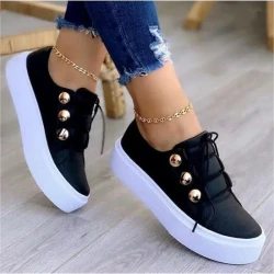 Lace-up Rivet Flats Sneakers for Women