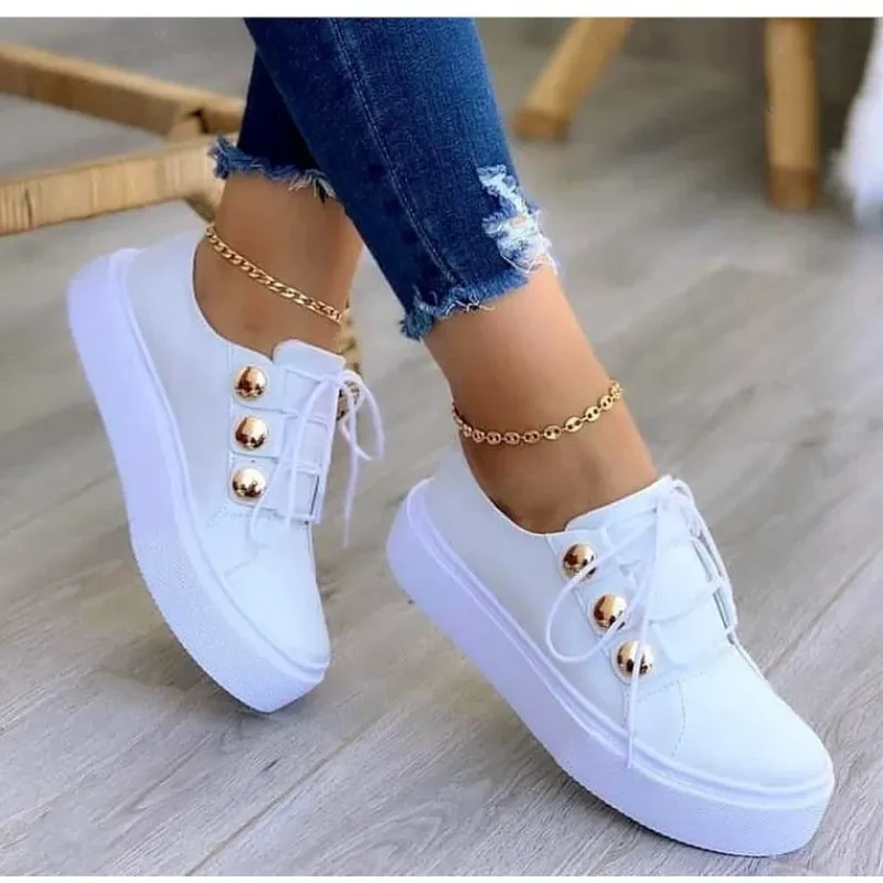 Lace-up Rivet Flats Sneakers for Women