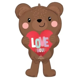 Balloon - SuperShape Satin Brown Love You Bear P30