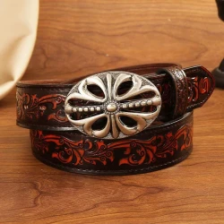 Men's Vintage Engraved Automatic Buckle Belt