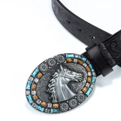 Men's Retro Western Cowboy Horsehead Punk Belt