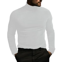 Men's Solid Color Long Sleeve Turtle Neck Tight T-Shirt