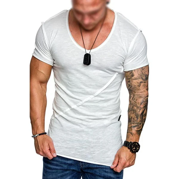 Solid Color V-Neck Short-Sleeved T-Shirt