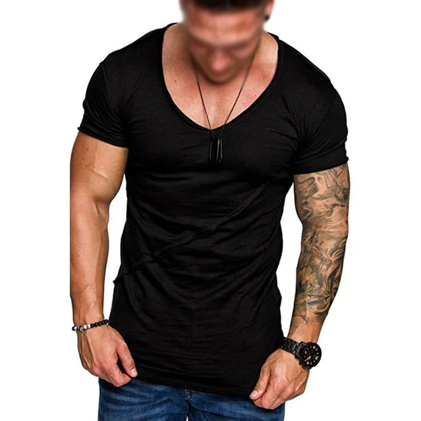 Solid Color V-Neck Short-Sleeved T-Shirt