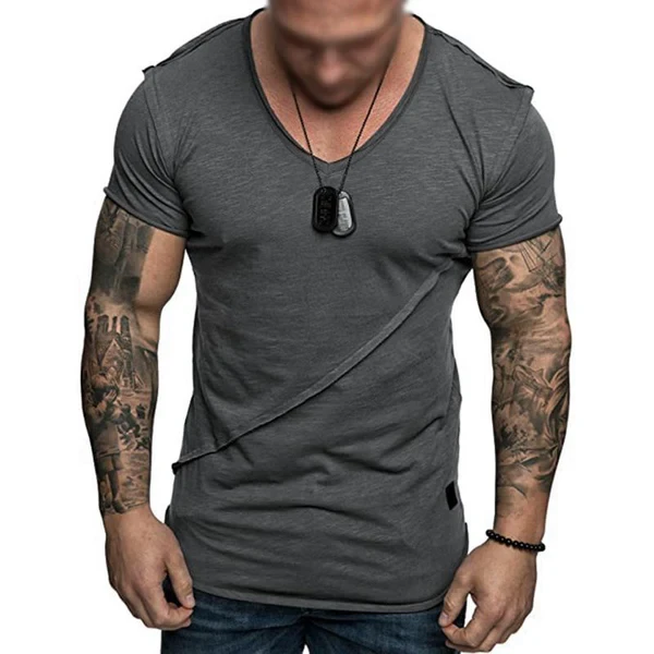 Solid Color V-Neck Short-Sleeved T-Shirt