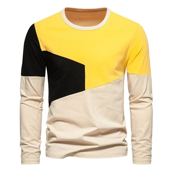 Men's Colorblock Round Neck Long Sleeve T-Shirt