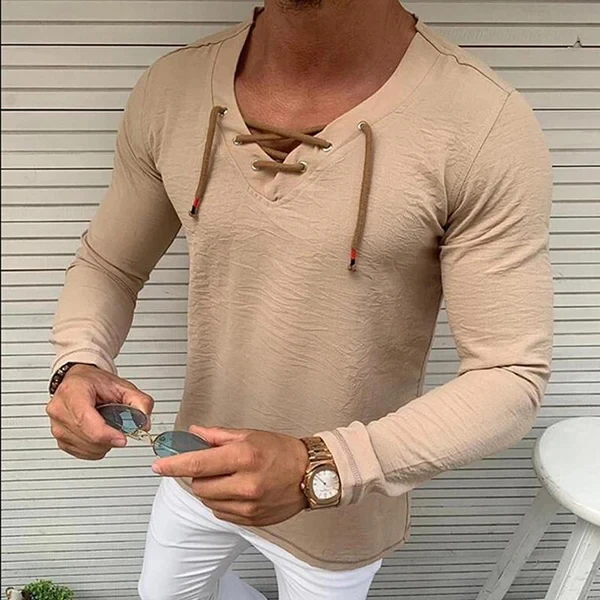 Slim Fit V-Neck Long Sleeve T-Shirt