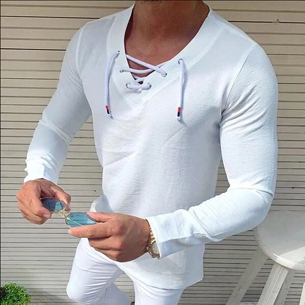 Slim Fit V-Neck Long Sleeve T-Shirt