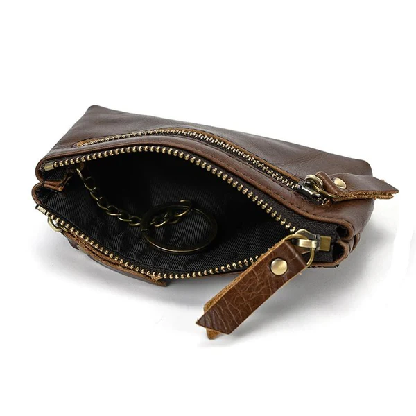 Men's Multi-Layer Zipper Cowhide Mini Case