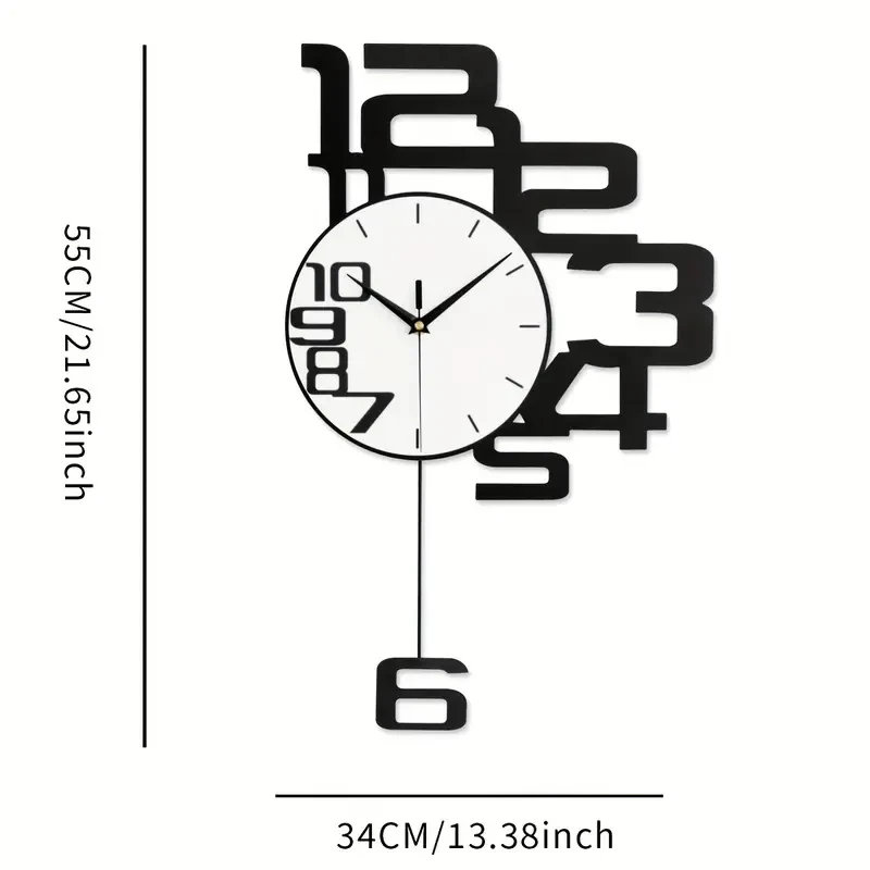 Chic Modern Wall Clock with Silent Digital Display - Battery-Powered Creative Decor