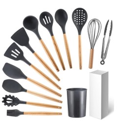 Kitchen Tool Utensils Silicone Wooden Handle Cookware