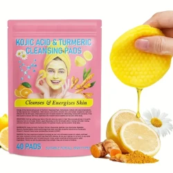 40 Pcs Natural Kojic Acid & Turmeric Cleansing Pads