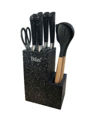 Kitchen Modern Knife Bass Stainless Steel Block 11 Piece Set