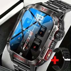 Rugged Smartwatch with Call Function for iPhone & Android, Wireless 5.0, IPS Touchscreen