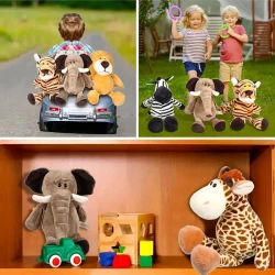 6pcs Jungle Animal Soft Toys Set - Lion, Tiger, Elephant & More - Ideal for Youngsters's Sleeping Area, Birthday Presents & Educational Spaces